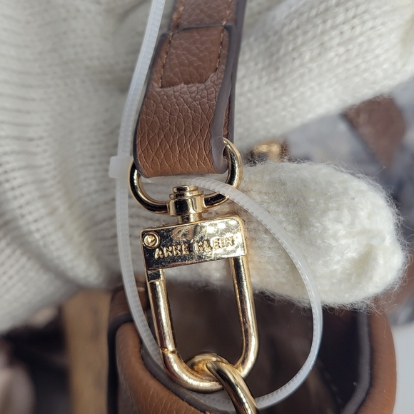 Anne Klein Cork Handle Crossbody Handbag Clutch Gold Metallic Magnet Clousure - Picture 4 of 13